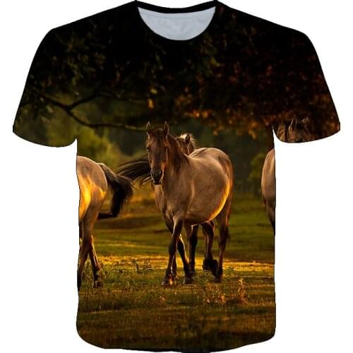 Summer New 3D Steed Pattern Men t-shirt Fashion Personality Animal Horse Graphic t shirts Casual hip hop harajuku Print T-shirt