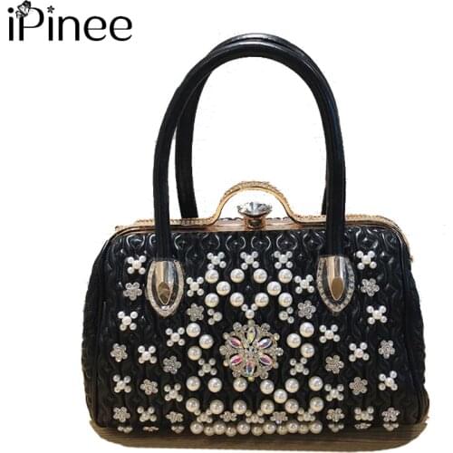IPinee Hand Bags For Women Purses And Handbags Luxury Designer Pearl Rhinestone Shoulder Bag Ladies Butterfly Messenger Tote Bag