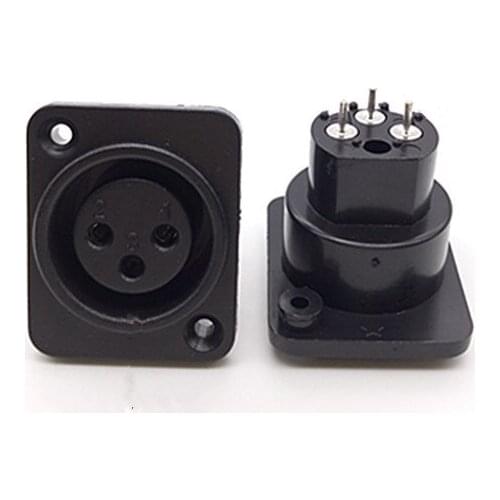 Short Straight Feet Xlr Connector Female Socket Plastic 3Pin Xlr Cannon Jack PCB Board Panel Square Mount Socket Connector