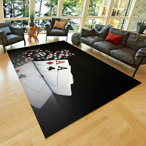 Poker , Playing Card 2 Patterned Carpet ,Non Slip Floor Carpet,Teens Carpet,Turkish Rug