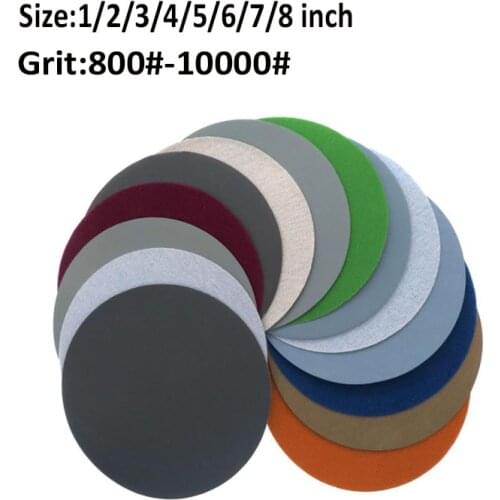 1"-8"Hook Loop Flocking Sponge Sandpaper Round Water Sanding Discs For Polishing Car Phone Paint 800-10000 Grit