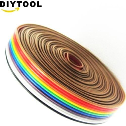 Ribbon cable 10 WAY Flat Color Rainbow Ribbon Cable wire Rainbow Cable 10P ribbon cable 1.27MM pitch 1 Meter/lot