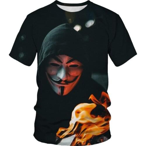 Hot-selling mens fashion in summer 3D printing Funny clown T-shirt. Male and female 0-neck short-sleeved