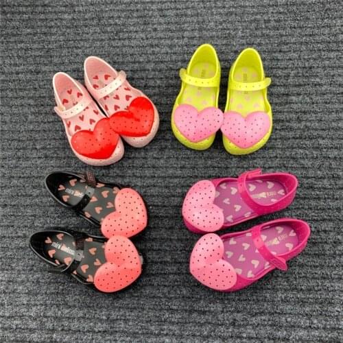 Mini Melissa Lovely Heart Girl Jelly Shoes Sandals 2020 NEW Baby Shoes Soft Bottom Melissa Sandals For Kids Non-slip Princess