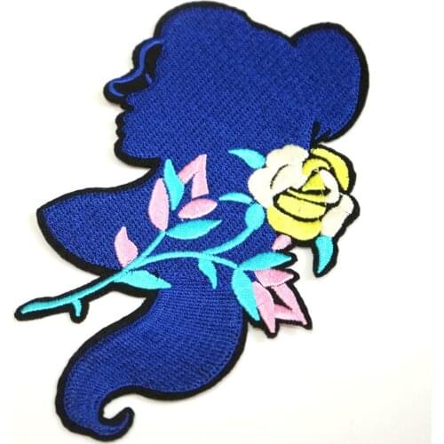 Fashion rose girl embroidery patches for clothing 3D embroidered DIY iron on patch appliques for hat bags jeans jackets