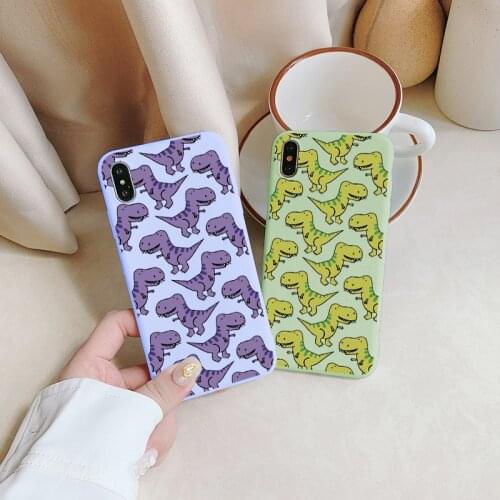 Soft Silicone Phone Case for iPhone 12 11 Pro Max X XS MAX XR 6s 7 8 Plus SE 2020 Cute Dinosaur Crocodile Print Matte Back Cover