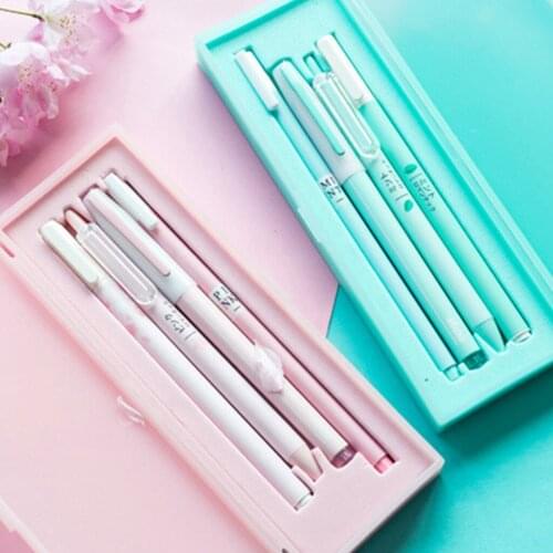 4 Pcs Creative Black Gel Pen Set Refillable Liquid Gel Pen Retractable Ink Pen Regular Refills School/Office Home Supply