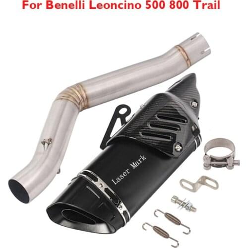 Motorcycle Exhaust System Slip on Muffler Silencer Tip Middle Link Tube Connection Mid Pipe for Benelli Leoncino 500 800 Trail