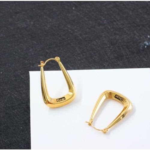 Stainless Steel Geometric Autumn Winter Gold Hoop Earrings Jewelry Horseshoe Shaped Earring Jewellery Gift For Him
