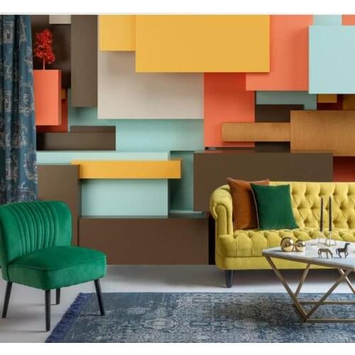 Wallpaper Mural For Living Room Modern three-dimensional rectangular stitching 3D TV background wall Custom 3d Mural Wallpaper