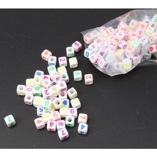 Wholesale 6mm 400pcs Mixed color Number Cube Acrylic neon Beads For Jewelry making Accessory Decoration DIY YKL0214-RH