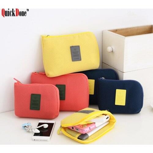QuickDone Organizer System Kit Case Storage Bag Portable Digital Gadget Travel Women Cosmetic USB Cable Earphone Tote DK0038