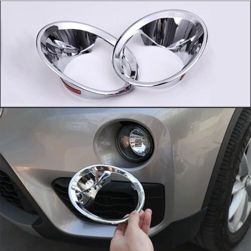 A Pair Carbon Fiber/Chrome Polish Front Fog Light Lamp Cover Trim For BMW X1 F48 2016 2017 2018 2019 Car Accessories