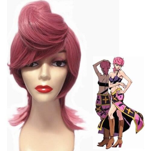 Trish Una Wig Anime JOJO Bizarre Adventure Cosplay Golden Wind Trish Una Heat Resistant Hair Cosplay Costume Wig