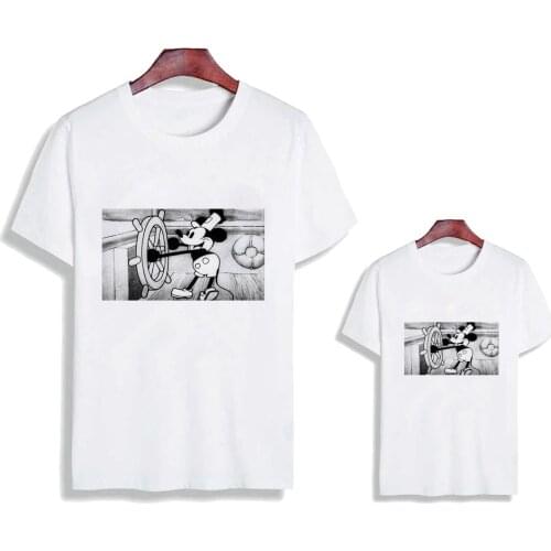 Family Look Matching Clothes Mickey Mouse T Shirt Father Mother Daughter Son Daddy Mommy And Me Baby White Clothing Outfits