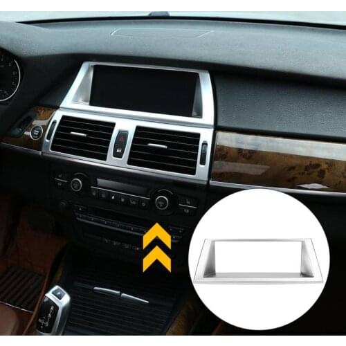Silver Chrome Car Interior Centre Console GPS Navigation Frame Cover Trim for BMW X5 E70 2008 2009 2010 2011 2012 2013