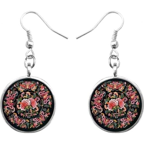 SUTEYI Lotus loops fashion earrings jewelry om mandala glass cabochon pendant earings yoga meditation buddhism zen earring