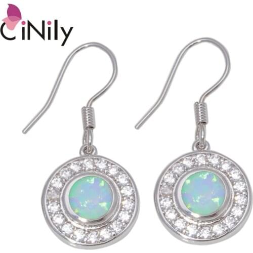 CiNily Created Pink Fire Opal Cubic Zirconia Silver Plated Wholesale for Women Jewelry Engagement Dangle Earrings 1 1/8" OH4512