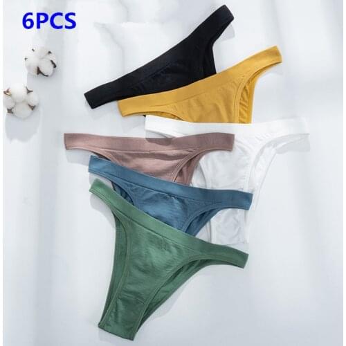 6PCS Thongs Panties Women G-String Female Underpants Seamless Comfortable Intimate Underwear Female High-Rise Thong Lingerie