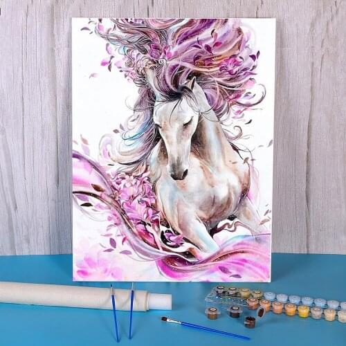 Horse Animal DIY Painting By Numbers Kit Oil Paints 40*50 Oil Painting New Design Kids Wall Art Drawing