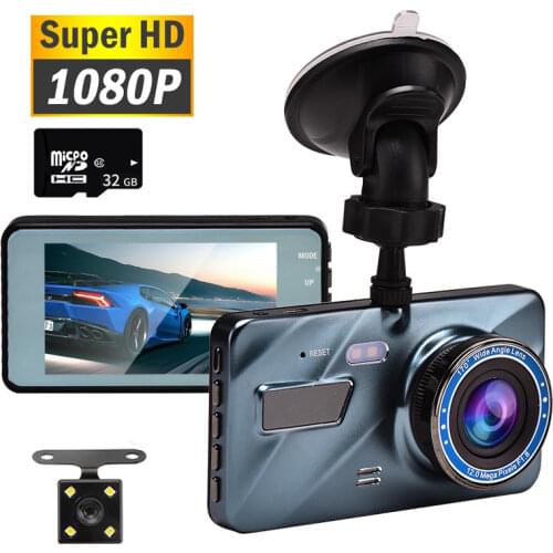 HD Car DVR Dash Camera Rear View Dual Lens Security Camera Video Recorder 3.6 Inch Cycle Recording G-sensor Wide Angle Dashcam
