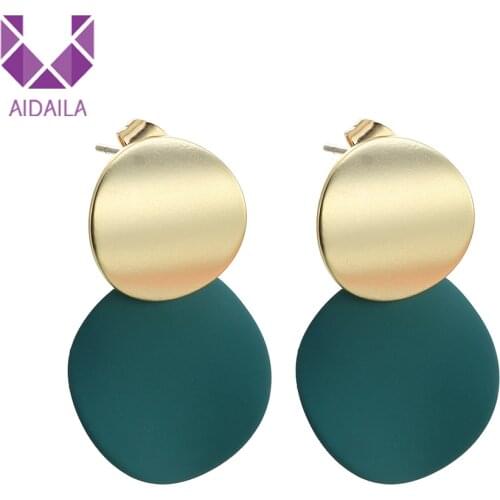 Women Statement Earrings with Double Round Circle Dangle Drop Earrings 2019 New Design Fashion Jewelry Gift for Friends Party