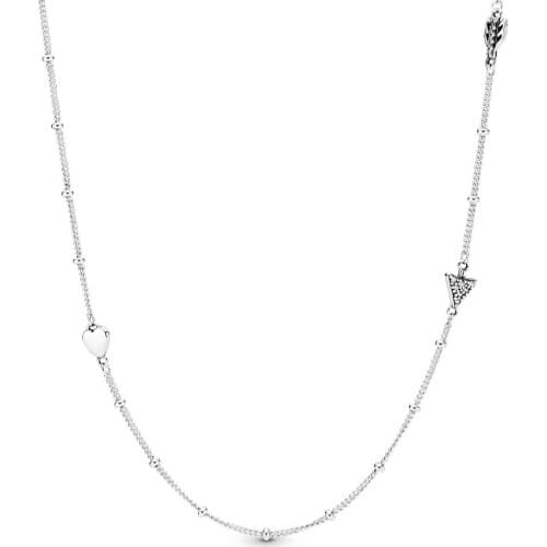 Authentic 925 Sterling Silver Sparkling Arrows Fashion Necklace Fit Pandora Women Bead Charm Gift DIY Jewelry