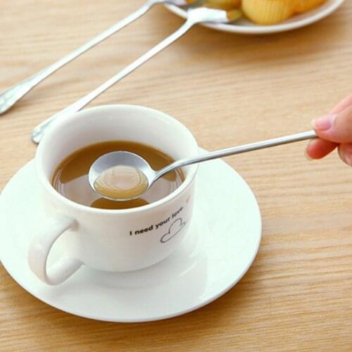 1pc Tea Spoons Long Handle Ice Cream Dessert Sundae Spoons Kitchen Hot Cutlery Drinking Tableware Stainless Steel Coffee Spoons