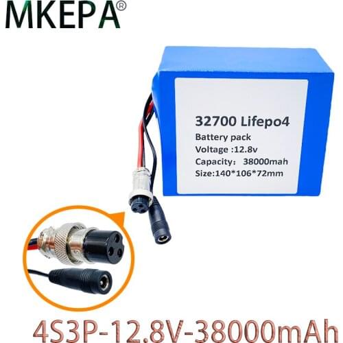 2021 32700 Lifepo4 Battery Pack 4S3P 12.8V 38Ah 4S 40A 100A Balanced BMS for Electric Boat and Uninterrupted Power Supply 12V