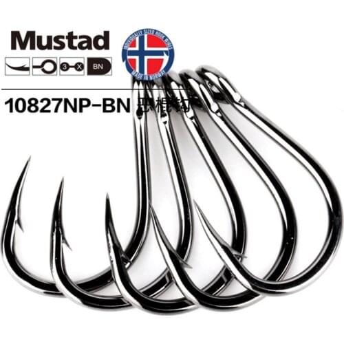 30pcs/lot Mustad Hooks Deep Fishing Hooks 10827 4X Strong Hook Barbed Iron High Carbon Steel Board Fishing Hooks Pesca Anzol