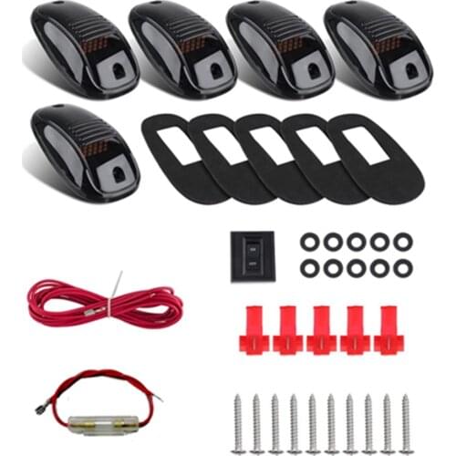 5pcs 12v 24v Smoked LED car Roof light Pickup truck lamp SUV Cab Marker Running Clearance Light Kit van Clearance Light cavanan