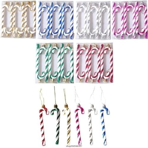 6 Pcs Christmas Candy Cane Ornaments Xmas Tree Hanging Pendant Home Decoration for Holiday Party Photo Props se4 21 Dropshipping