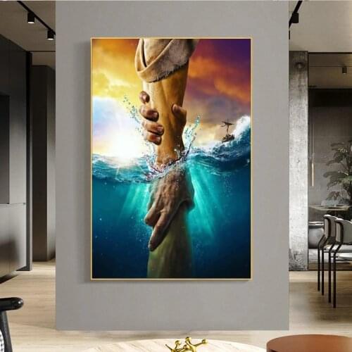 Abstract Paintings Wall Art Posters and Print Canvas Painting Hand in Hand Seascape Inspirational Picture Decoration for Bedroom