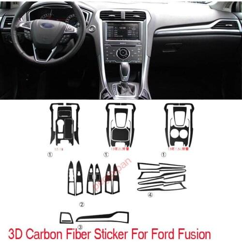 Car-Styling New 3D Carbon Fiber Car Interior Center Console Color Change Molding Sticker Decals For Ford Mendeo 2013-2016