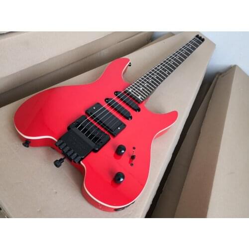 Free shipping custom 6 string guitar,headless guitar,red guitar, white cream binding, SSH pickups,maple fingerboard,24 frets
