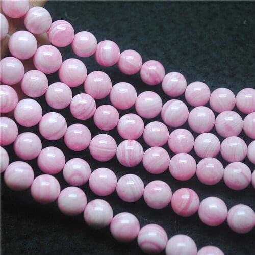 1 String Nature Pink Shell Beads Round Shape Mother Of Pearl Strings 8MM 10MM Womens Bracelets Making Accessories Good Quality
