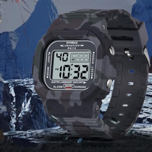 SYNOKE Digital Mens Watches Chrono Alarm Calendar Sports Wrist Watch 3Bar Waterproof Male Electronic Clock relogio masculino