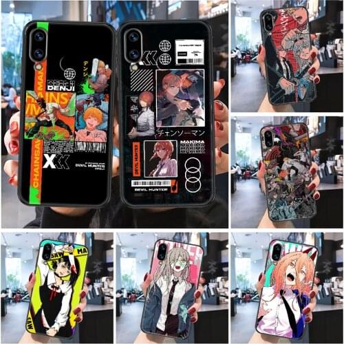 Chainsaw Man Makima Power Phone case For Huawei P Mate P10 P20 P30 P40 10 20 Smart Z Pro Lite 2019 Frosted black art hoesjes