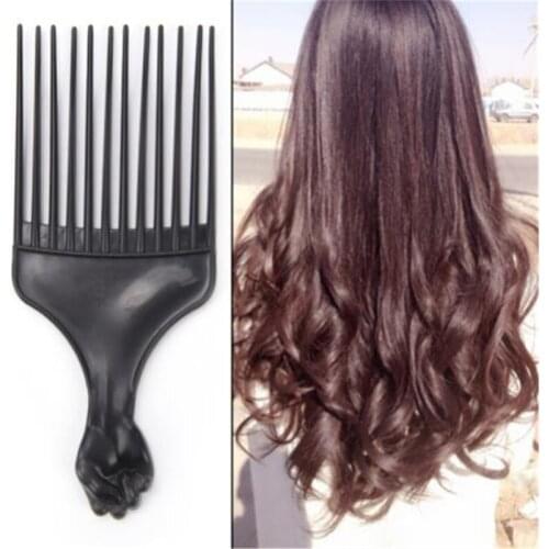 Black Insert Wide Comb Afro Hair Pick Comb Teeth Hair Fork Brush For Curly Hair Plastic High&Low Gear Comb Hair Styling Tools