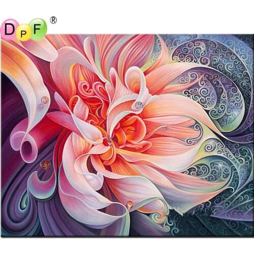 DPF DIY 5D Diamond Painting Cross Stitch Full Square Diamond Mosaic Pink flower Full Diamonds Embroidery crafts Home Decor Kits