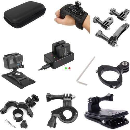 Action Camera For Go Pro Accessories Bicycle Motorcycle Helmet Bracket Mount Clip Arm Strap For Gopro Hero 9/8/7/6/5/4/3+ Black