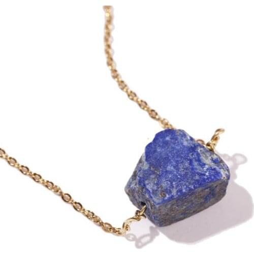 FYSL Light Yellow Gold Color Irregular Shape Many Style Quartz Stone Pendant Link Chain Necklace Double Buckle Jewelry