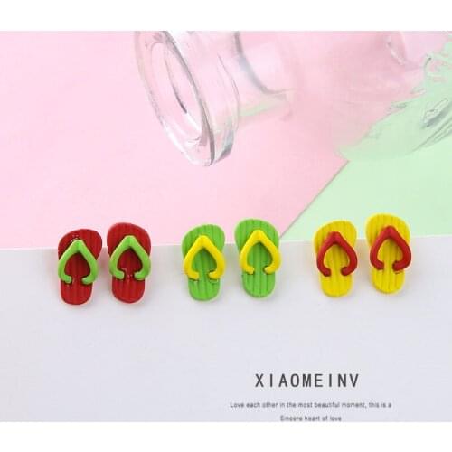 10pcs Lovely Children Stud Earrings Cartoon Earring Children Kids 2019 Shoe Flip Flops Alloy Spray Paint Diy Jewelry Material