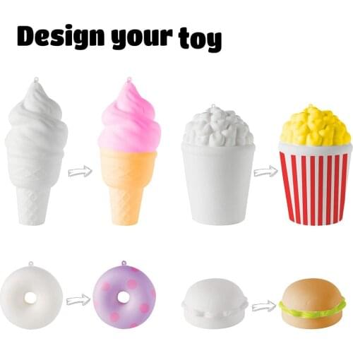 6Pieces DIY Food Novelty Kits Blank Soft Squeeze Set Bulk Art Craft Kit Children Dessert White Paint 12 Color Pen Sweet Toys