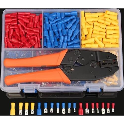 900pcs Insulated Male/Female Spade Wire Terminals Butt Connectors Kit & 1pc Electrical Crimping Plier 22-10 AWG Hand Tool Set