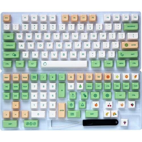 New QX English PBT 139 Key Caps Cute Friut Keycaps QX Height For Cherry MX Keyboard Korean Support 61/64/68/84/87/96/980/104/108