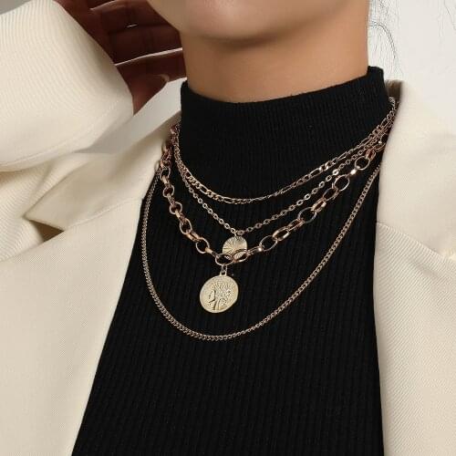 Coin Sequin Pendant Necklaces for Women Gold Silver Color Clavicle Chain Layered Necklace Female 2021 Fashion Jewelry Simple New