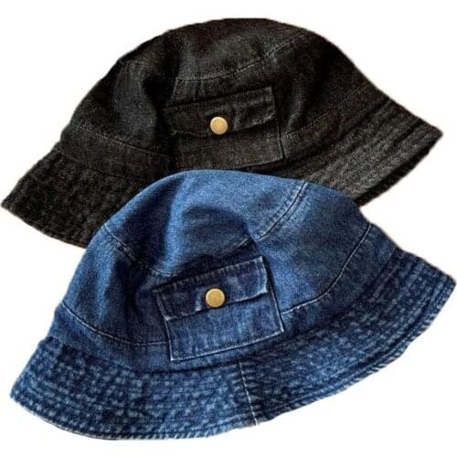 2021 Retro Bucket Hat Washed Denim Japanese Cap Women Sunscreen Fisherman Hats Unisex Travel Sunshade Wide Eaves Sun Basin Hats