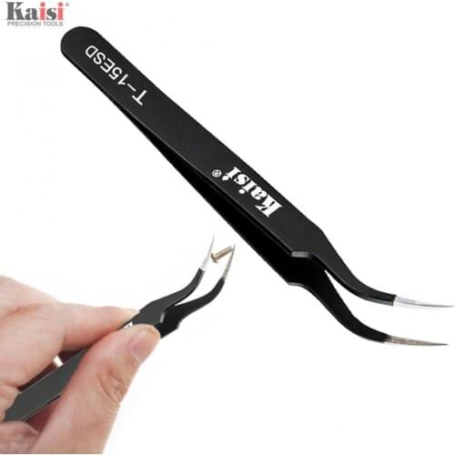 Tweezers Black Elbow Anti Static High Precision Tweezers with Bent Head Electronics Factory / Chemical Industry