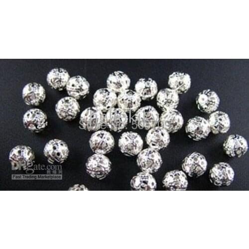 4500PCS silver plated filigree spacer beads 10mm M291
